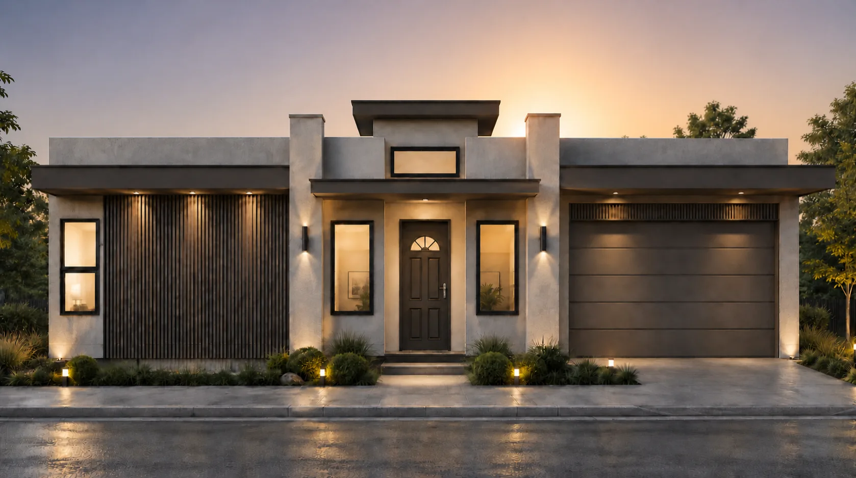 ASPEN by Rise Homes El Paso Las Cruces natural golden-hour illuminated NEW home soft sunrise glow centered behind the home warm pale gold/peach near the horizon
