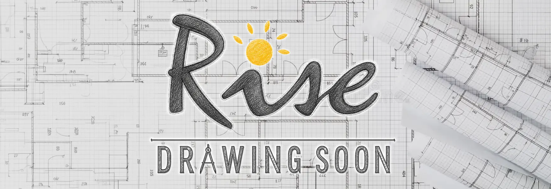 IVORY A hand-drawn 2D architectural sketch placeholder with the Rise logo and “Drawing Soon” over architectural plans.